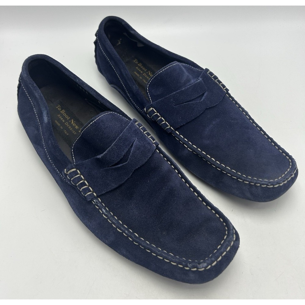 To Boot New York Adam Derrick Penny Loafers Mens 8 Blue Suede Leather Italy Read